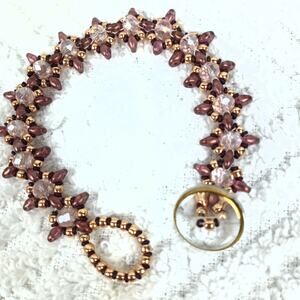 HANDMADE - Rose Gold Star Crossed Bracelet  6 3/4''